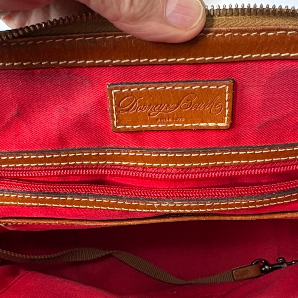 Dooney & Bourke Cerulean Blue and Tan Pebble Leather Domed Satchel - Picture 7 of 11